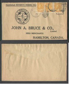 Canada-cover #922- 1c Admiral(3) on John Bruce illus.ad- Elgin county-Rodney