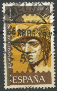 Spain Sc#1109 Used, 1p brn, org, lt brn, World Stamp Day (1962) (1962)