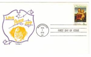 US 1507 8c Christmas Madonna & Child FDC Artopages Cachet Unaddressed ECV $15.00