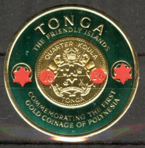 Tonga 1965 Round Stamp Coins Overprint 2'6 Sh. on 6 p. MNH **