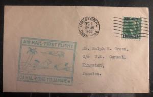 1930 Cristobal Canal Zone Panama First Flight Cover To FFC Kingston Jamaica