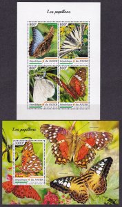2018 Niger 5868-5871KL+5872/B875 Butterflies 26,00 €