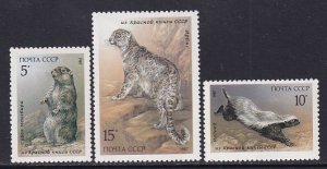 Russia 1987 Sc 5554-6 Menzbira Marmot Bald Badger Snow Leopard Stamp MH