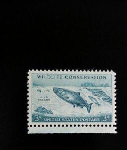 1956 3c King Salmon, Wildlife Conservation Scott 1079 Mint F/VF NH