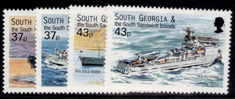 SOUTH GEORGIA & SANDWICH ISLANDS QEII SG324-327, Royal Fleet set, NH MINT.