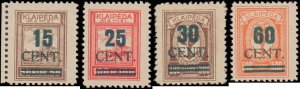 Memel Issued under Lithuanian Occupation #N83-N86, Complete Set(4), 1923, Hinged