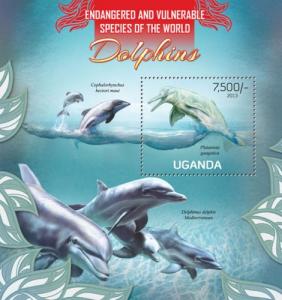 UGANDA 2013 SHEET DOLPHINS MARINE LIFE ugn13113b