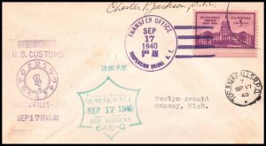 US Customs Iagara Falls,NY 1940 Cover