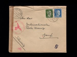 Germany WWII Munich Censor Uncommon Gepruft Bad Neuheim 1944 Red Cross Cover 1e