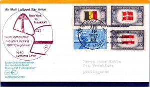 SCHALLSTAMPS GERMANY USA 1972 LUFTHANSA FIRST FLIGHT CACHET AIRMAIL COVER