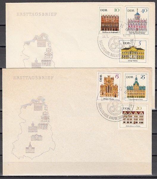 German Dem. Rep. Scott cat. 888-893. Old Buildings issue. 2 First day covers.