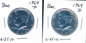 BU 1964-P&D Silver Kennedy Half Dollars..NR