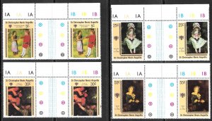 ST KITSS NEVIS 1979 IYC Year Child CHRISTMAS Gutter Pair Set Sc 388-391 MNH