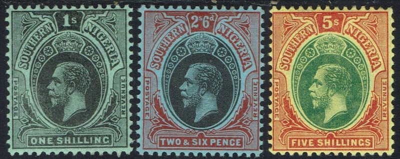 SOUTHERN NIGERIA 1912 KGV 1/- 2/6 AND 5/- 