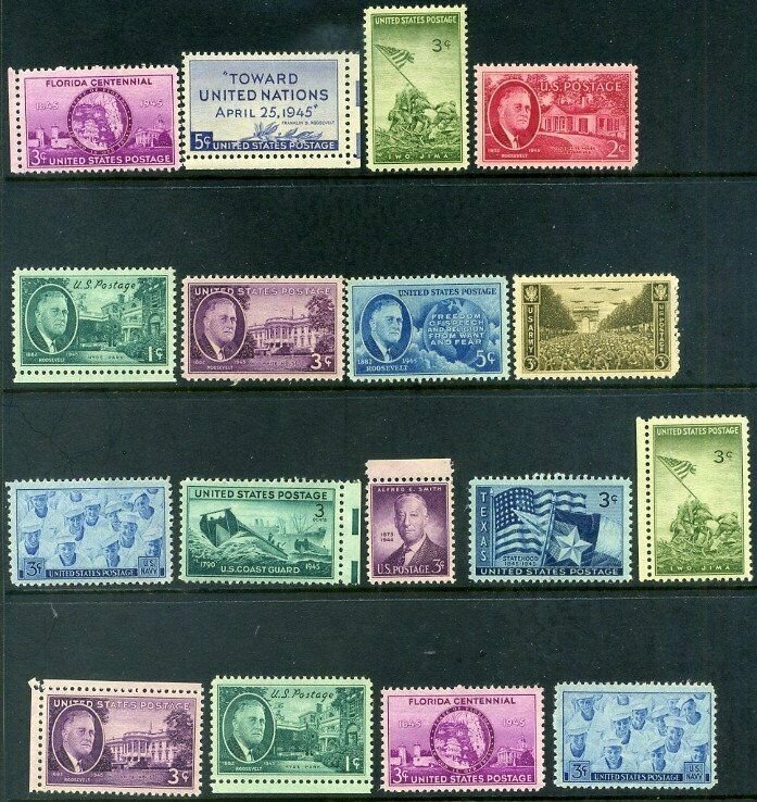 USA SC927 to SC938 1945 Commemorative Set Mint + Duplicates NH