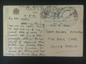 1944 Ceylon RPPC postcard Cover to South Africa Censor Religious Parade Elephant