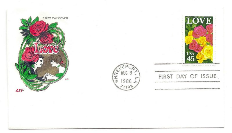 2379 45c Love 1988 Farnam, HF, FDC