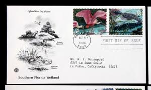 US #4099a-j ADDRESSED ARTCRAFT FDC Set of 5 Southern Florida Wetland 2006