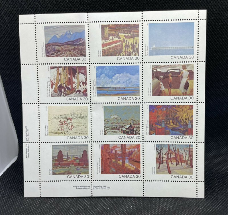 1982 Canada Day SC#966a Paintings of Each Province Stamp Sheet of 12 MNH $3.60