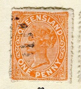 AUSTRALIA; QUEENSLAND 1882-91 early classic QV Wmk. 'Q' issue used 1d. value