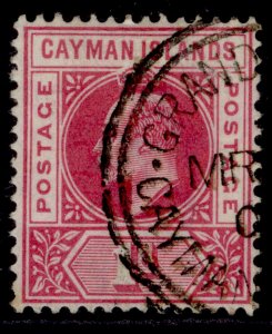 CAYMAN ISLANDS EDVII SG4, 1d carmine, FINE USED. Cat £13.