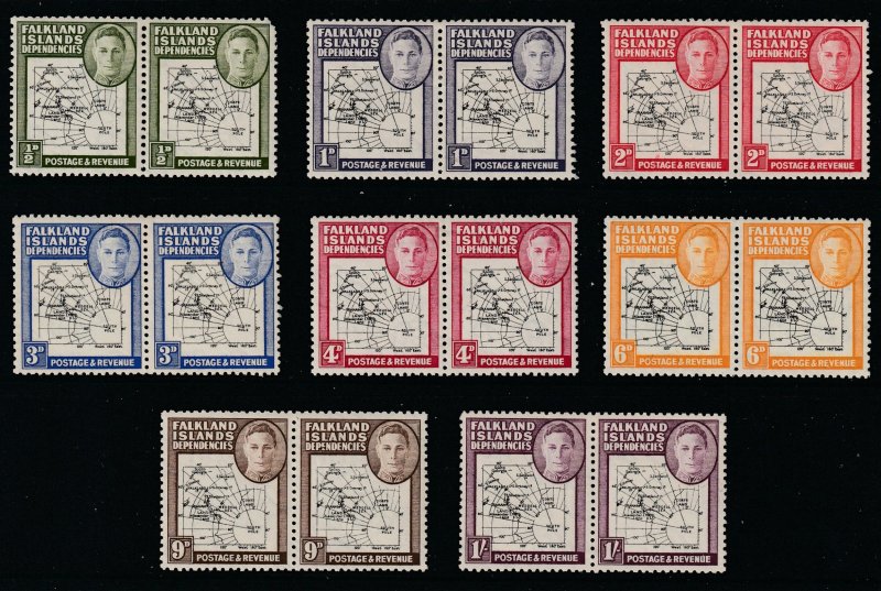 Falkland Is Dep the KGVI map stamp set see description