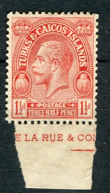 TURKS & CAICOS; 1922 early GV issue fine Mint hinged 1.5d. value