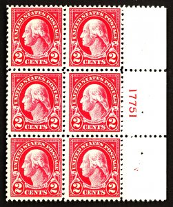 U.S. #554 MINT PL# Block OG NH 