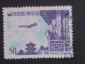 ​KOREA-1961 SC#C23  AIRMAIL -GIRL ON PALACE BALCONY-USED STAMP VERY FINE