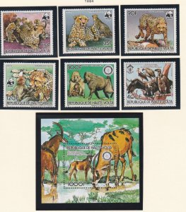 Burkina Faso # 654-659, 660, WWF - Wildlife, Mint NH, 1/2 Cat.