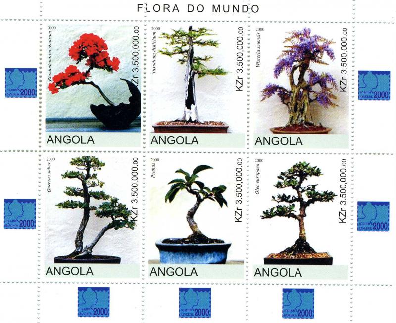 Angola 2000 BONZAI TREES Sheet (6) Perforated Mint (NH)