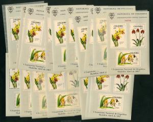 Colombia Stamps 20x S/S NH Sc# C491A Scarce Flower Sheet Scott $350.00