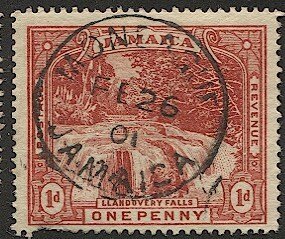 JAMAICA 1900  Sc 31 1d Llandovery Falls Used, VF, MONEAGUE postmark/cancel