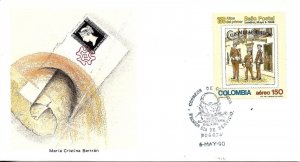 COLOMBIA 1990 ROWLAND HILL 150 YEARS OF FIRST POSTAL STAMP PENNY BLACK FDC