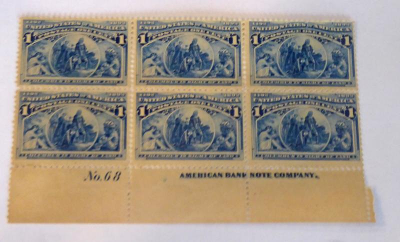 #230 1 cent Columbian plate block