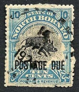 North Borneo SGD63 10c Perf 13.5-14 Post Due used Cat 19 Pounds