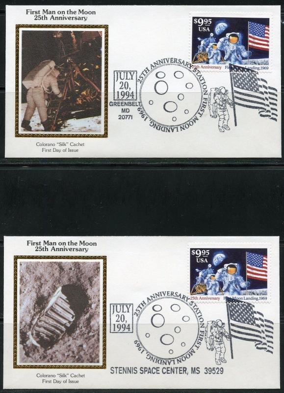 UNITED STATES COLORANO 1994 25th MOON LANDING SET OF 11 $9.95  FIRST DAY COVERS