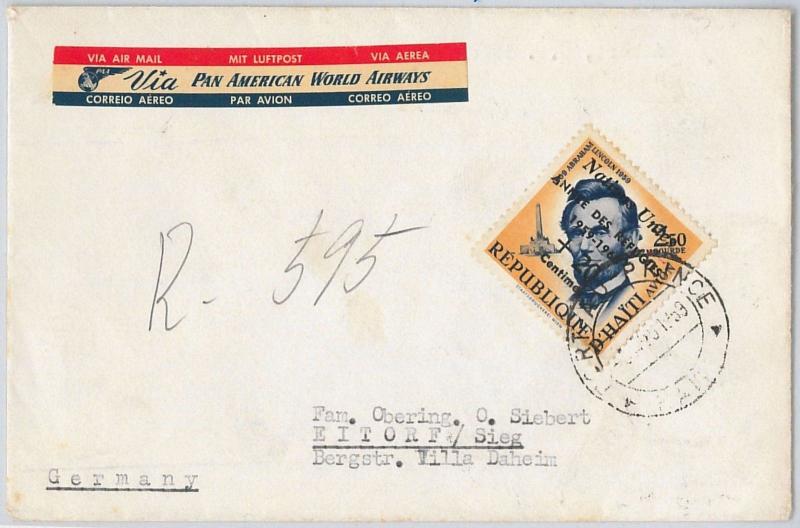 HAITI -  POSTAL HISTORY -  AIRMAIL COVER to GERMANY via PAN-AM 1959