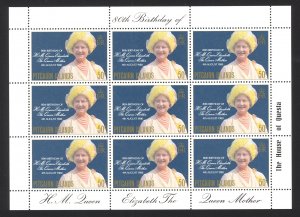 Pitcairn Islands Sc# 193 MNH Pane/9 1980 50c Queen Mother Elizabeth Birthday