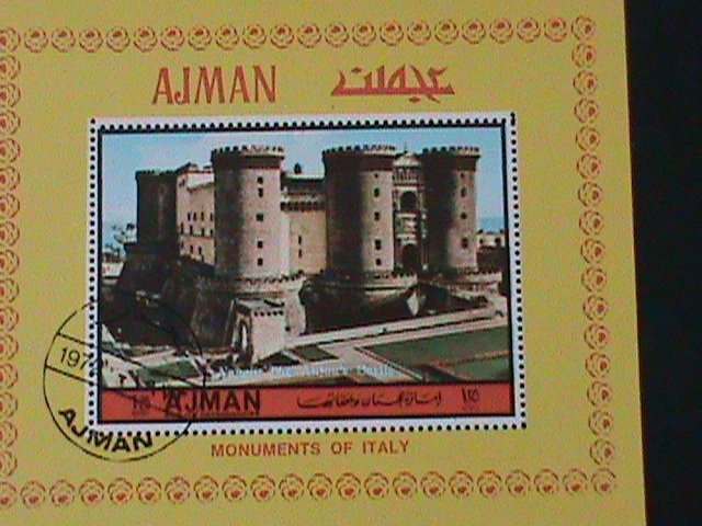 ​AJMAN-1972-NAPOLI- ANJOU'S CASTLE-MONUMENTS OF ITALY- CTO-S/S VERY FINE-