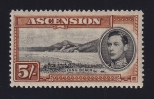 Ascension Sc #48a (1944) 5/- yellow brown King George VI Perf 13.5 Mint H