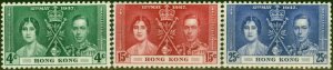 Hong Kong 1937 Coronation Set of 3 SG137-139 Fine MM