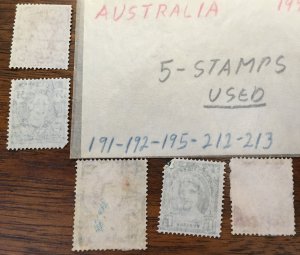 1942-1948 Australia 5 Stamps Used 191-192-195-212-213