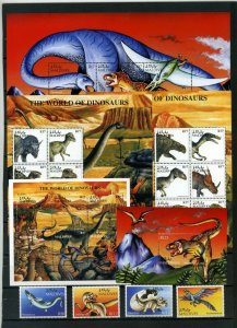 MALDIVES 1997 DINOSAURS SET OF 4 STAMPS, 4 SHEETS OF 6 STAMPS & S/S MNH