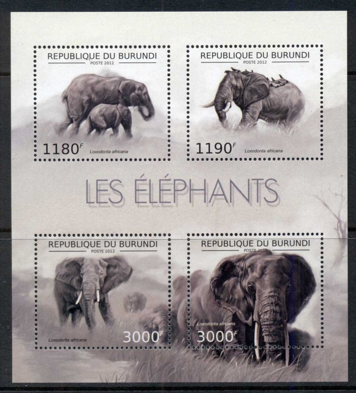 Burundi 2012 African Wildlife Elephant MS MUH