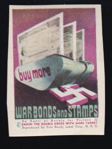 US Vintage WWII Patriotic Poster Stamp Buy More War Bonds & Stamps M OG NH