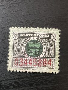 US State of Ohio Liquor Stamp
