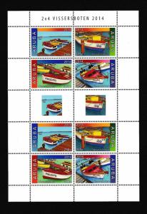 Aruba  #444    MNH  2014  sheet with 2 blocks of 4   fishing boats