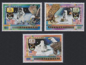 Aitutaki Space American Eagle Birds Landing on Moon 3v 1989 MNH SC#435-437