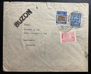 1939 Barranquilla Colombia Airmail Cover To Nuremberg Germany